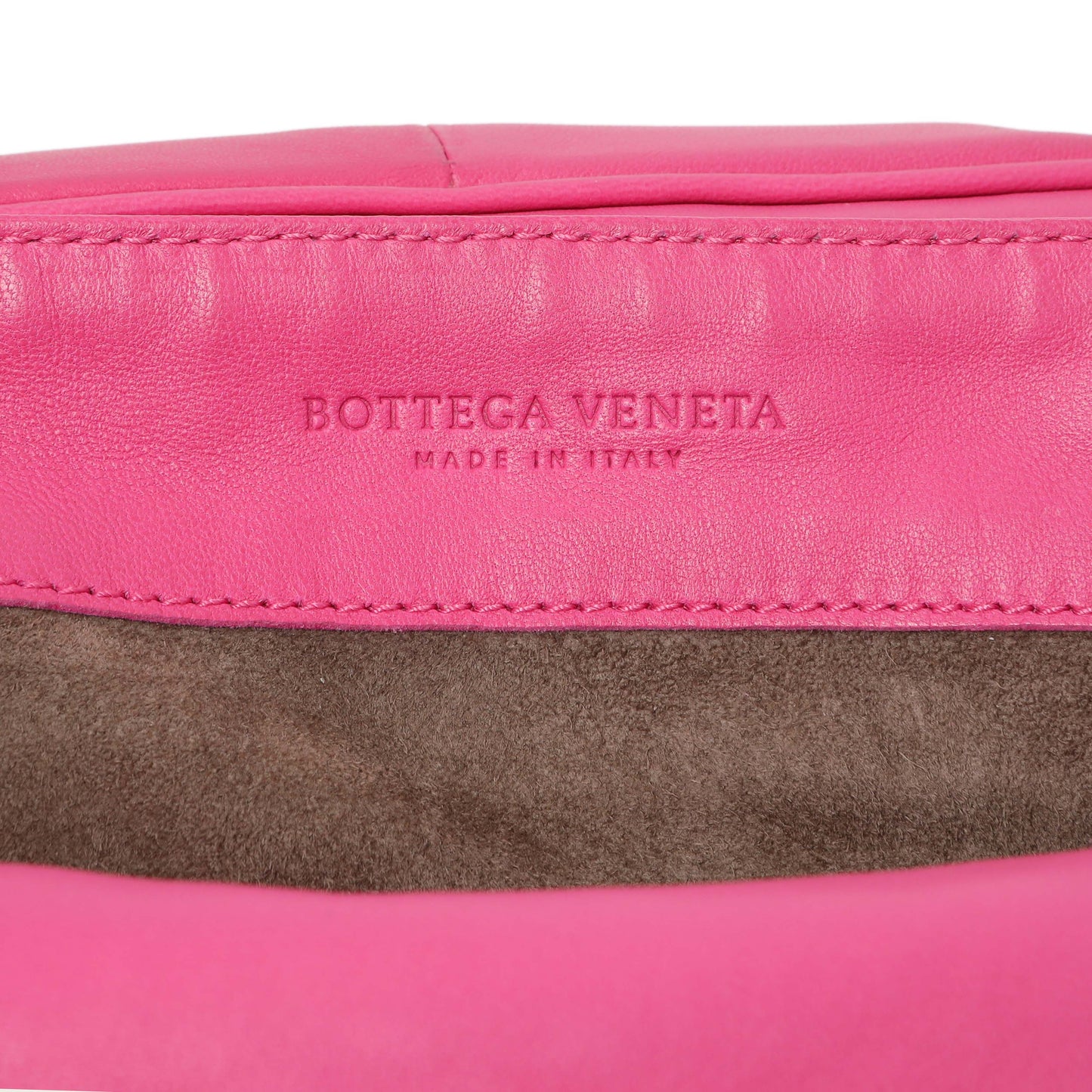 Exclusive Bottega Veneta Pink Nappa Intrecciato Mini Flap Crossbody — Detail View