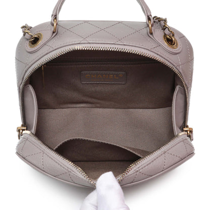 Exclusive Chanel Taupe Calfskin Coco Curve Vanity Case — Detail View