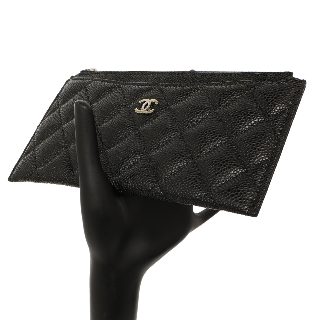 Exclusive Chanel Black Quilted Caviar Classic Zip Pouch — Alternate View 7