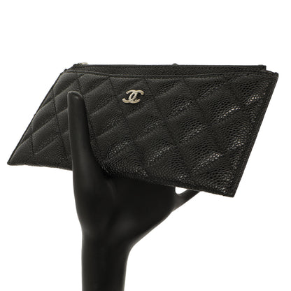 Exclusive Chanel Black Quilted Caviar Classic Zip Pouch — Alternate View 7