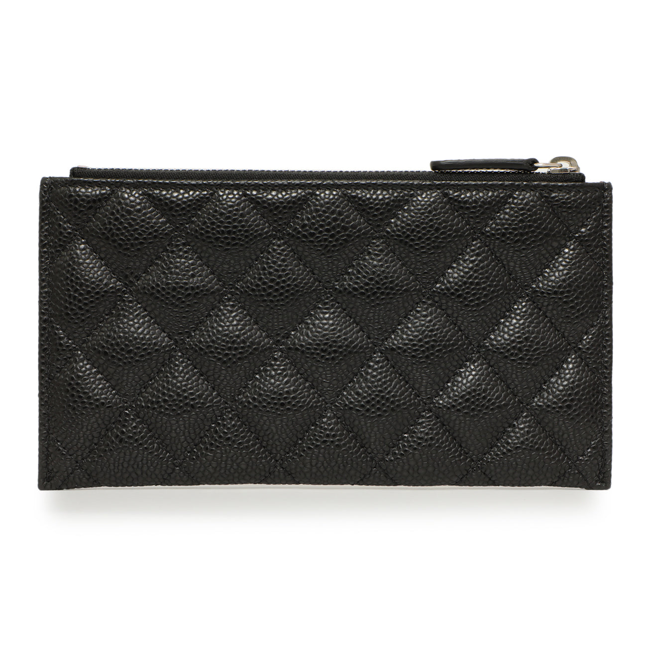 Exclusive Chanel Black Quilted Caviar Classic Zip Pouch — Side View
