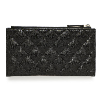 Exclusive Chanel Black Quilted Caviar Classic Zip Pouch — Side View