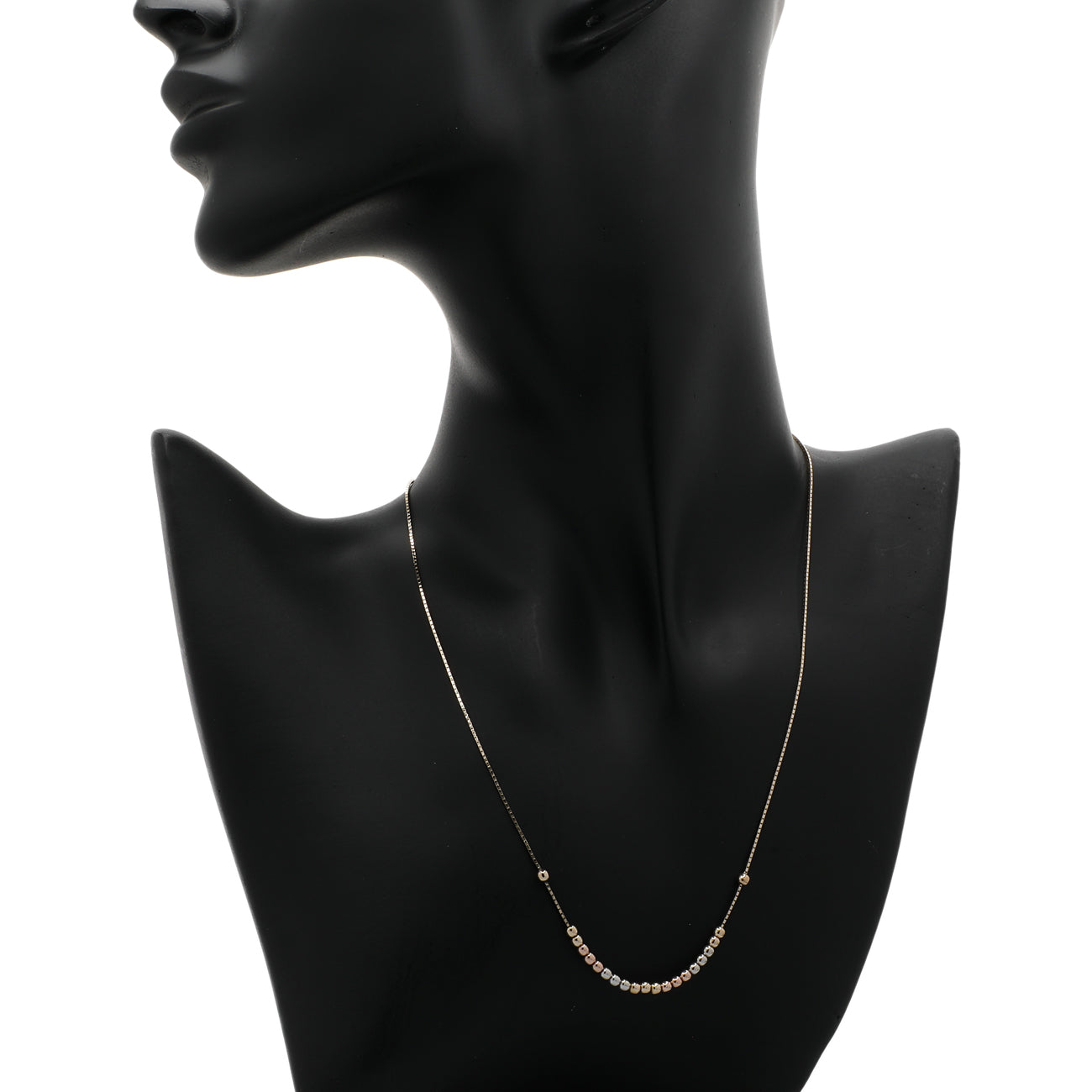 Exclusive 14K Tri-Gold Bead Necklace — Back View