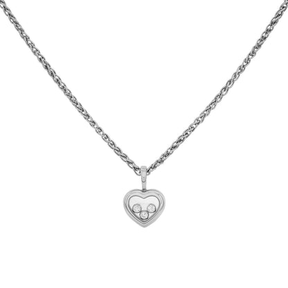 Exclusive Chopard 18K White Gold Happy Diamonds Icons Pendant Necklace — Front View