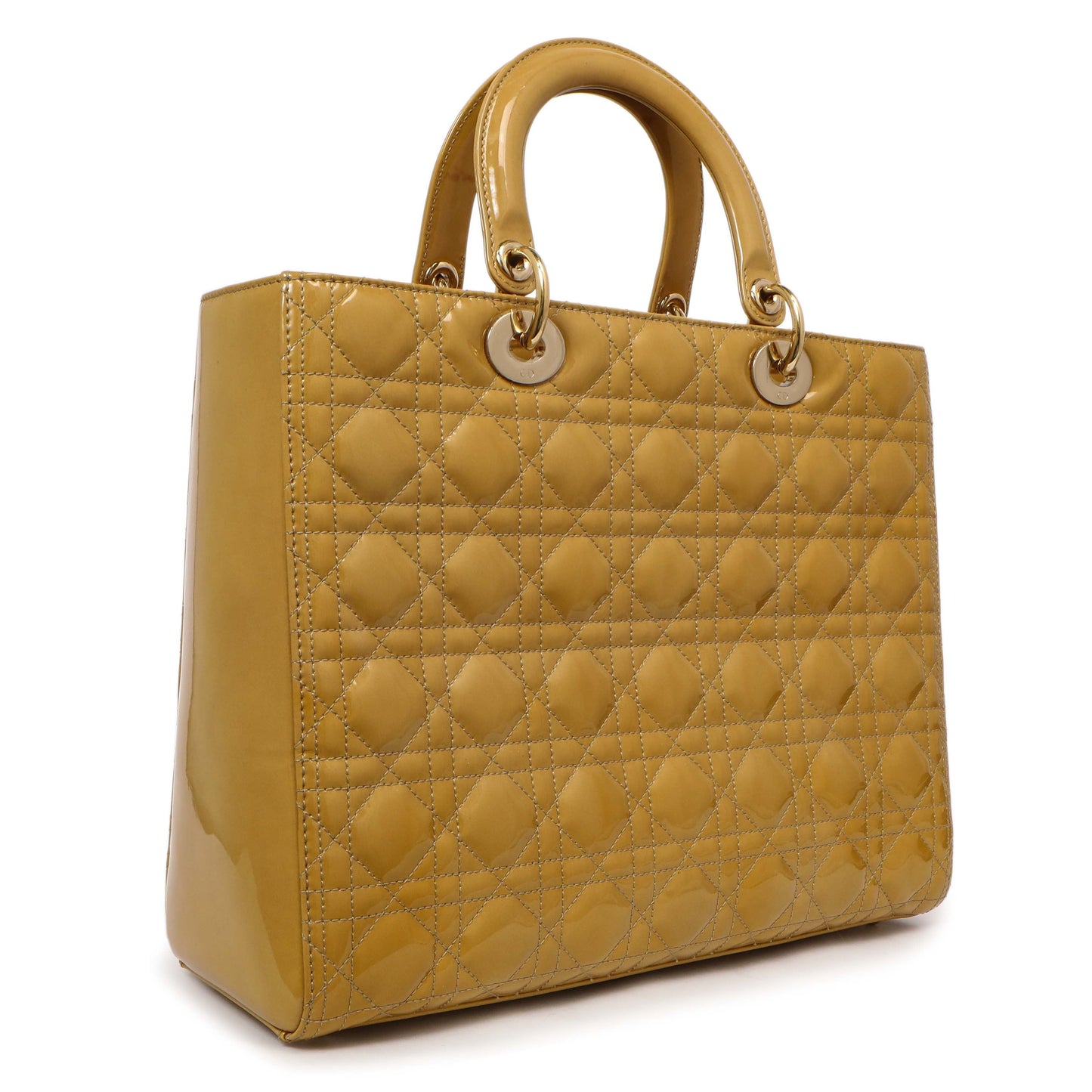 Exclusive Christian Dior Beige Patent Cannage Large Lady Dior — Side View