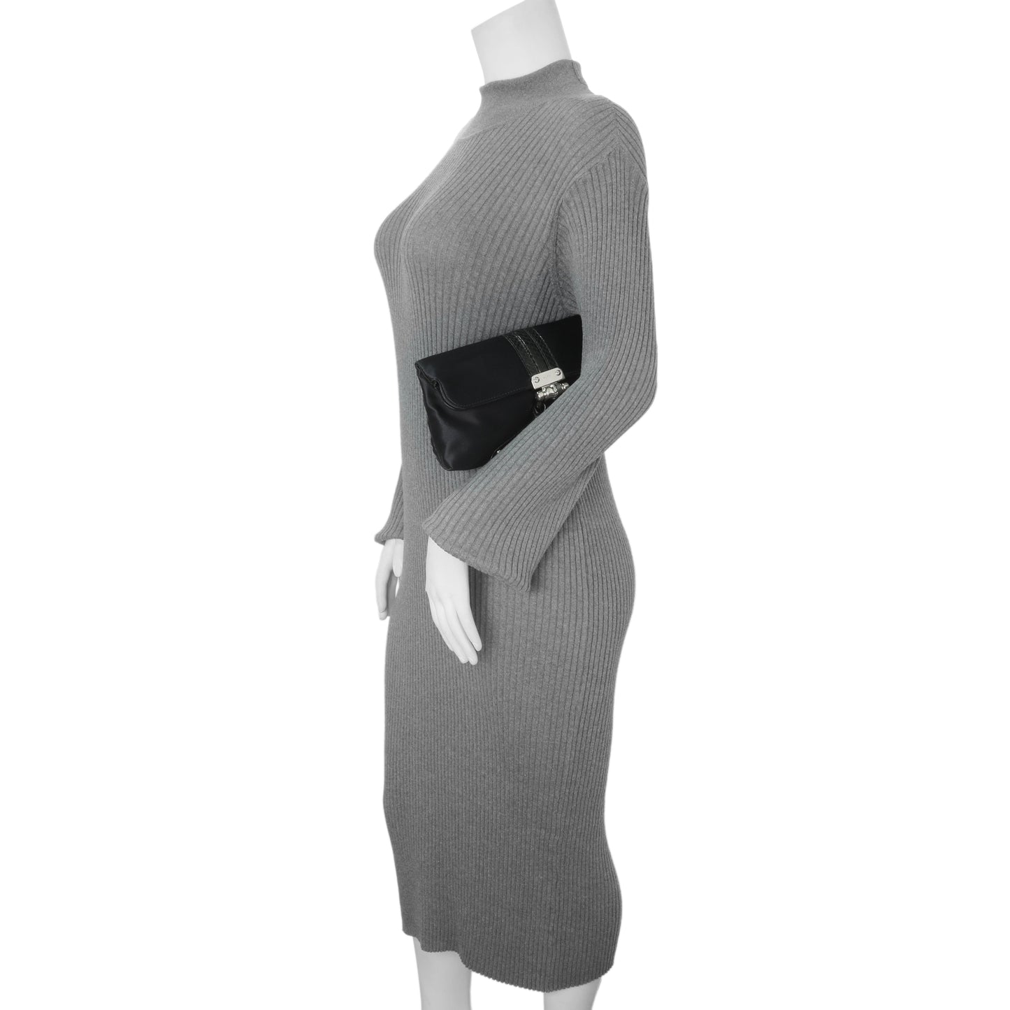 Exclusive Gucci Black Satin Bamboo Croisette Clutch — Alternate View 7