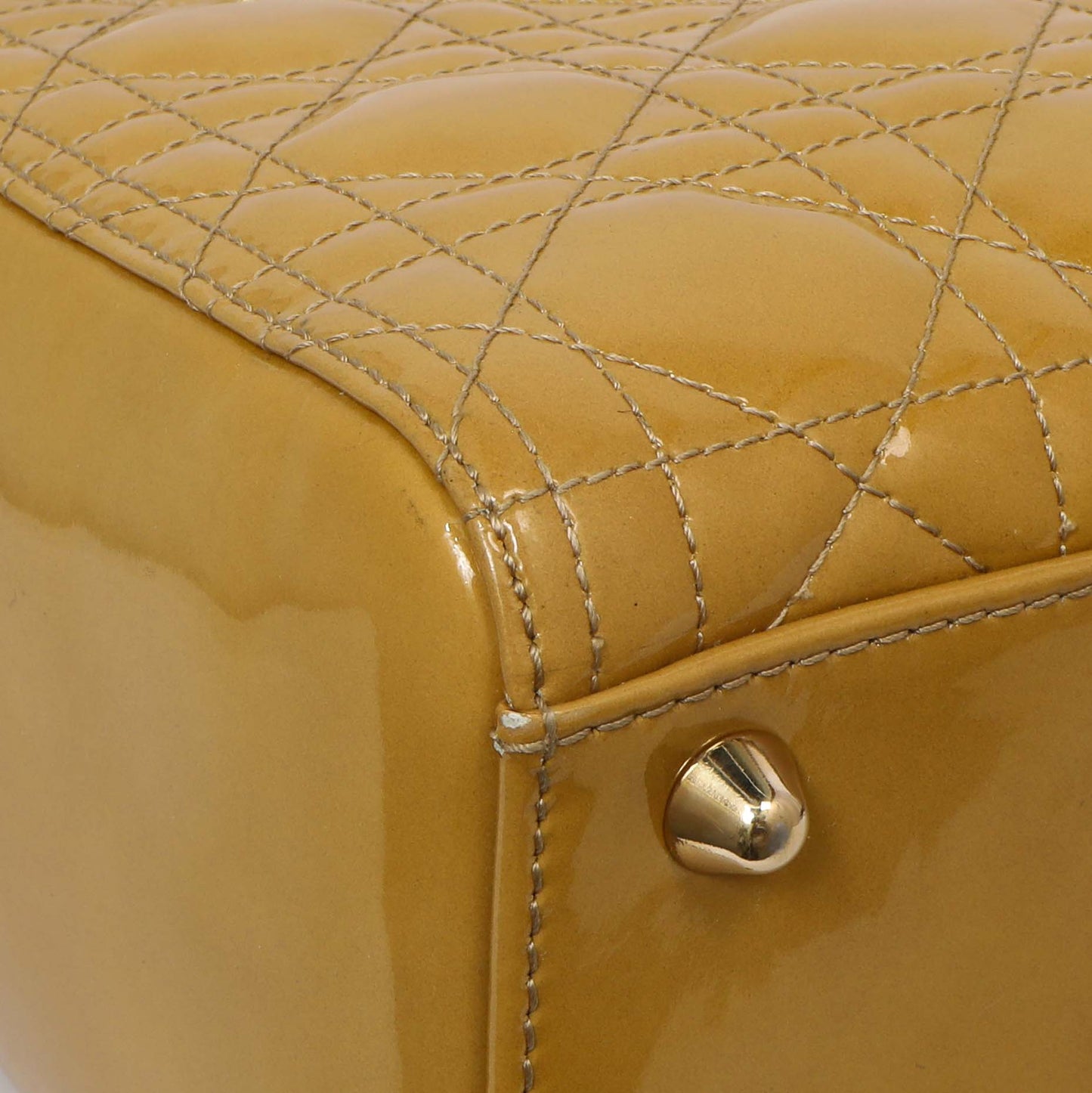 Exclusive Christian Dior Beige Patent Cannage Large Lady Dior — Top View
