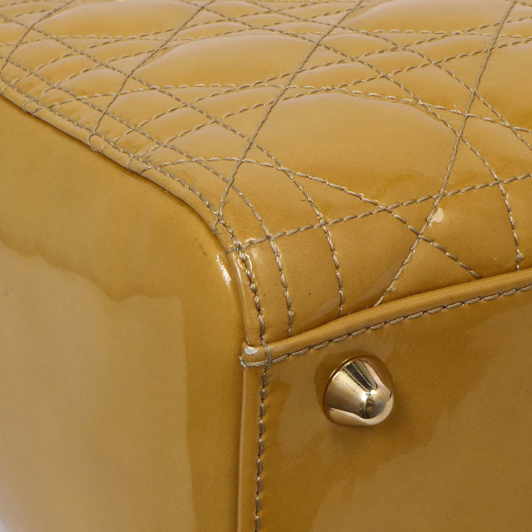 Exclusive Christian Dior Beige Patent Cannage Large Lady Dior — Top View