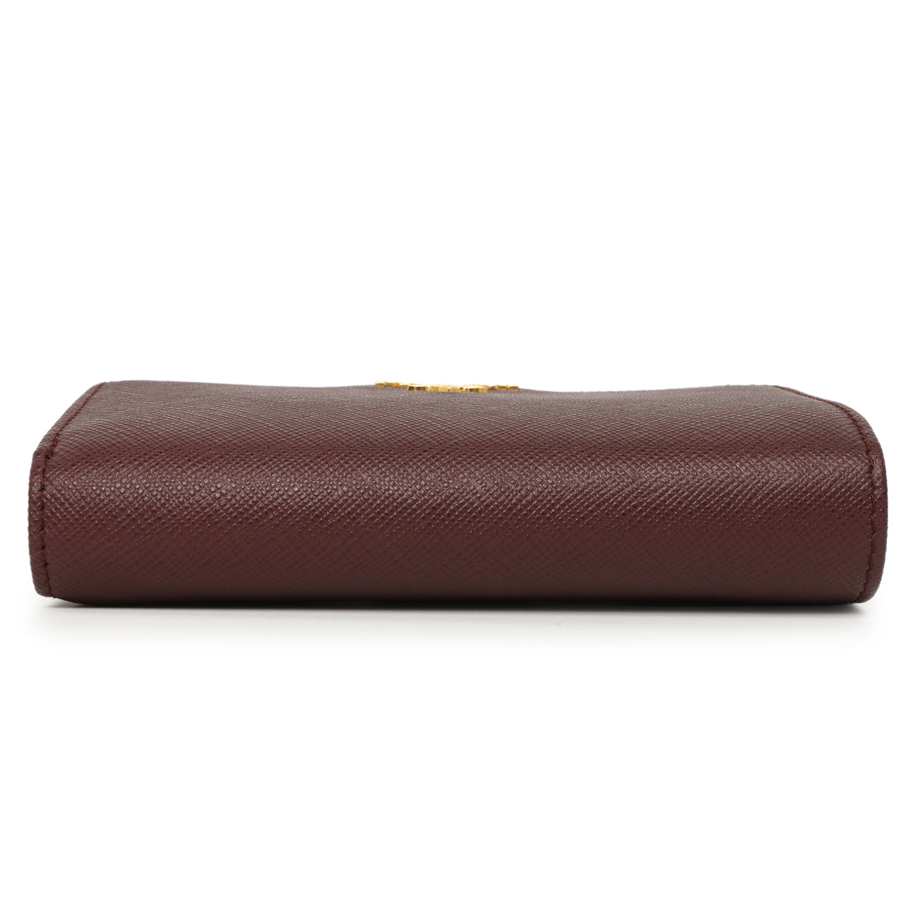 Exclusive Prada Burgundy Saffiano Compact Wallet — Back View
