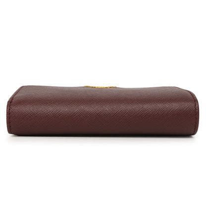 Exclusive Prada Burgundy Saffiano Compact Wallet — Back View