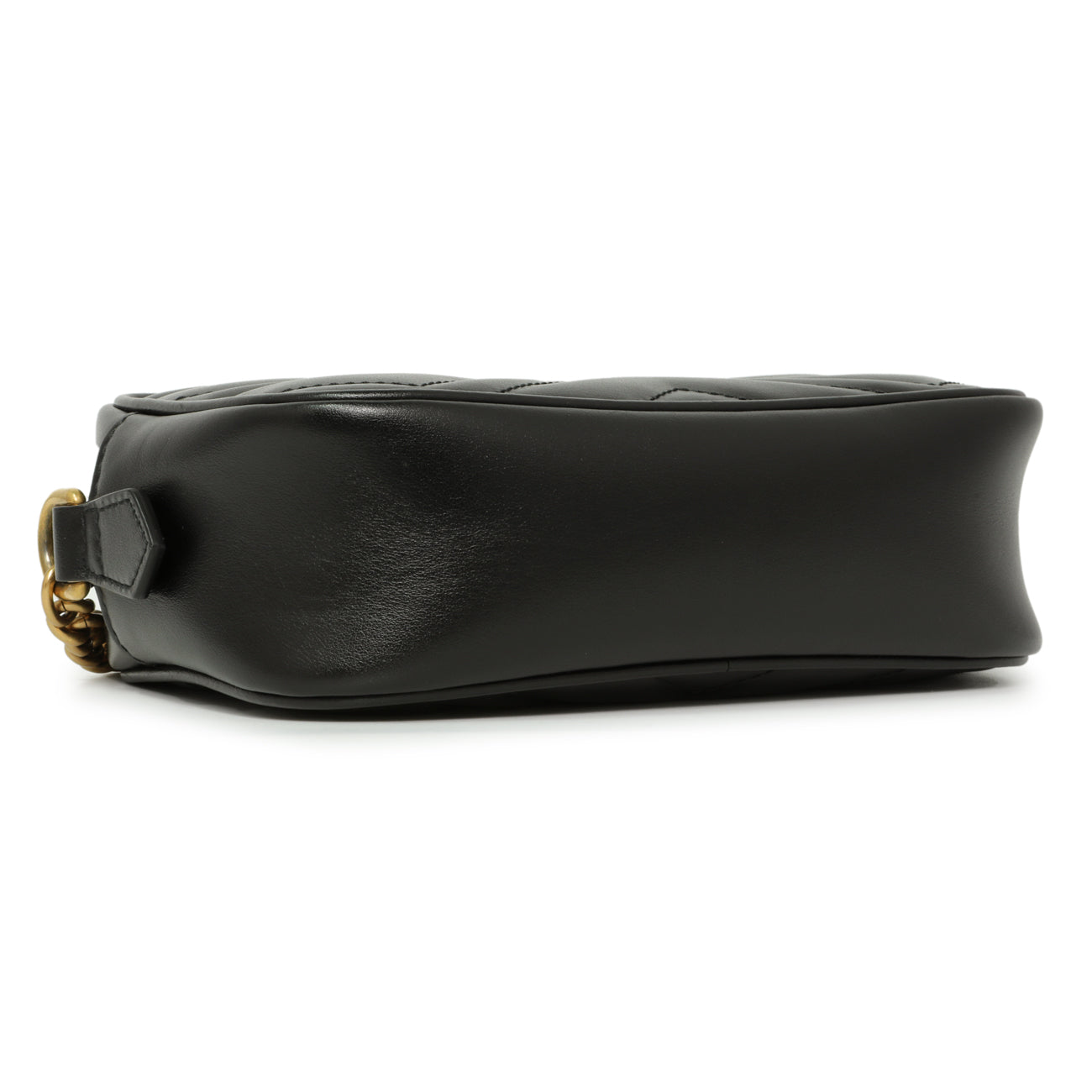 Exclusive Gucci Black Calfskin Matelasse Mini GG Marmont Chain Shoulder Bag — Back View