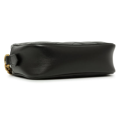 Exclusive Gucci Black Calfskin Matelasse Mini GG Marmont Chain Shoulder Bag — Back View