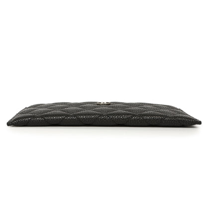 Exclusive Chanel Black Quilted Caviar Classic Zip Pouch — Back View