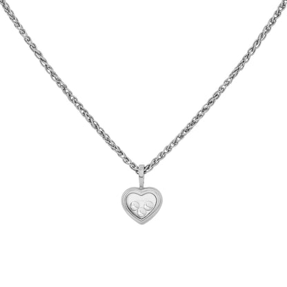 Exclusive Chopard 18K White Gold Happy Diamonds Icons Pendant Necklace — Side View