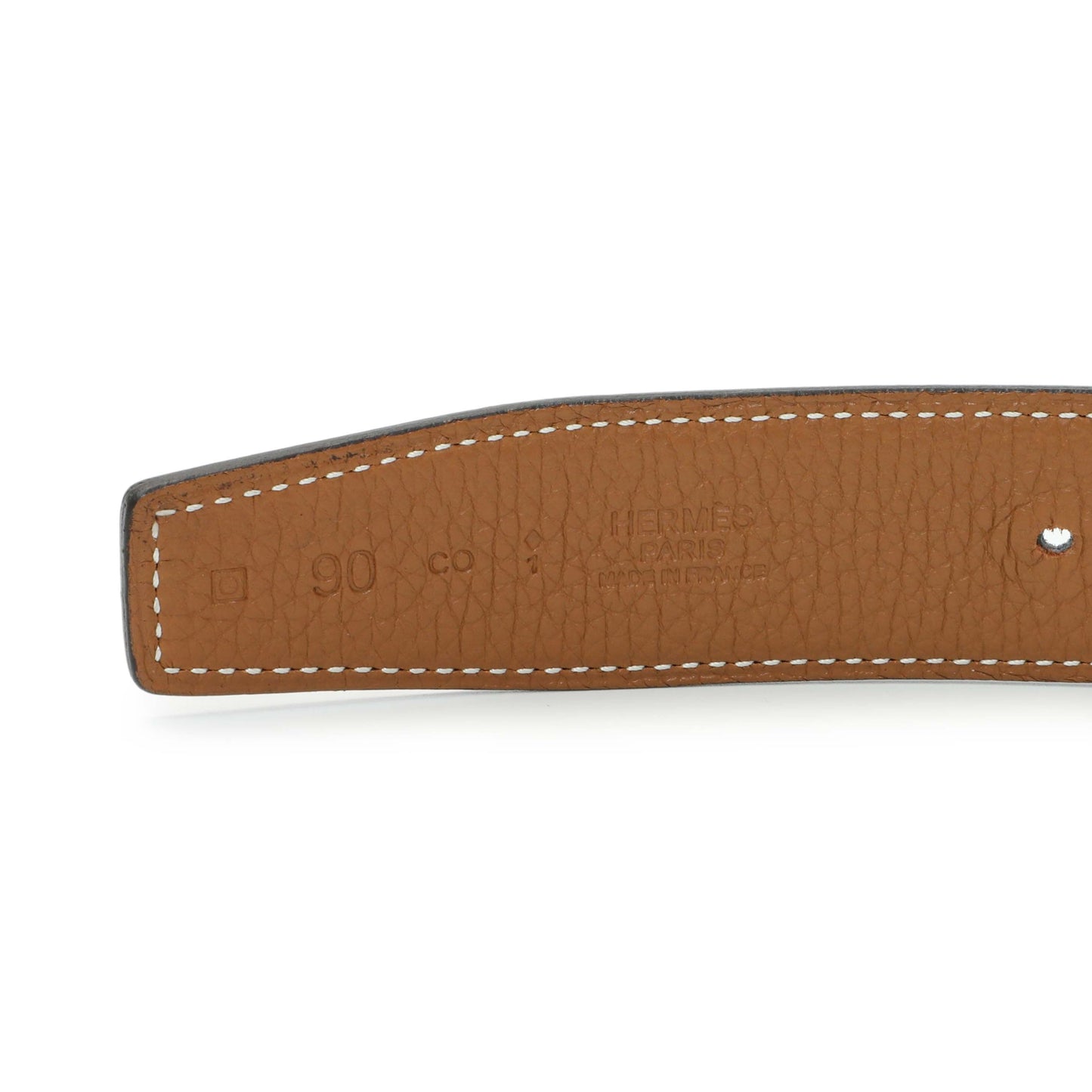 Exclusive Hermes Black Gold Box Togo 32mm H Belt — Top View