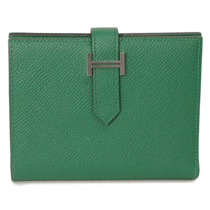 Exclusive Hermes Vert Vertigo Epsom Bearn Compact Wallet — Front View