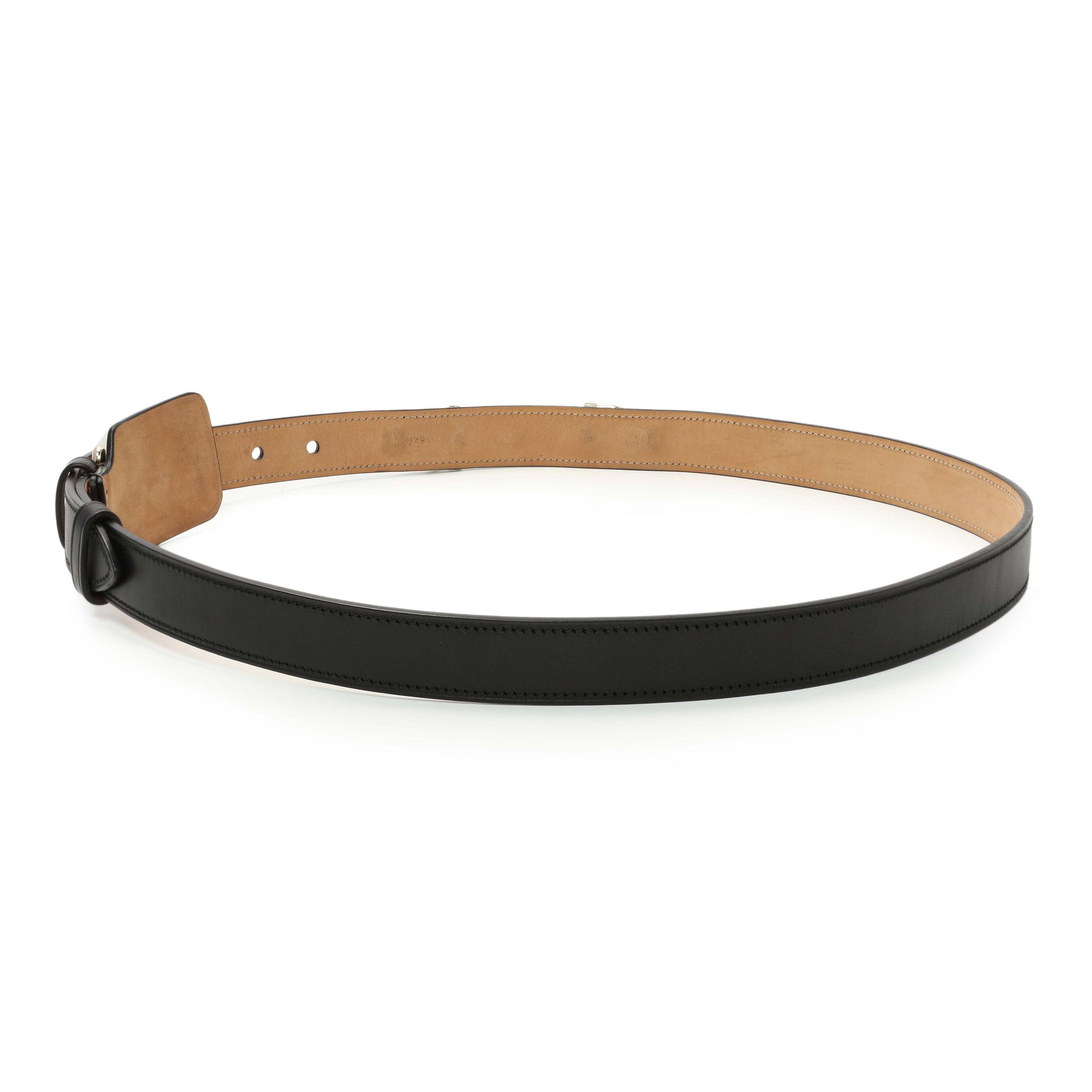 Exclusive Gucci Black Calfskin Horsebit 25mm Belt — Back View
