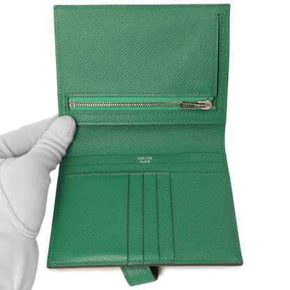 Exclusive Hermes Vert Vertigo Epsom Bearn Compact Wallet — Top View