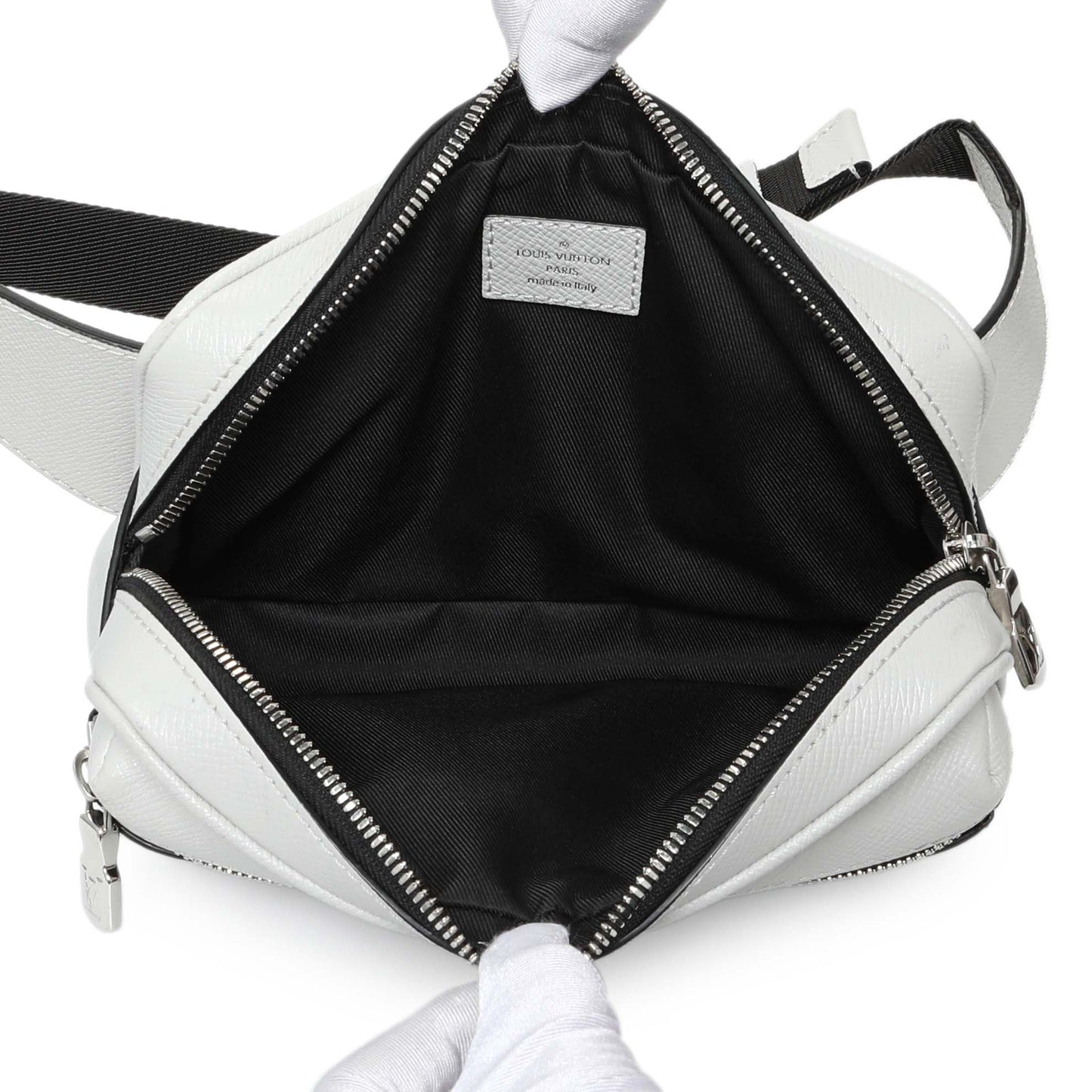 Exclusive Louis Vuitton White Monogram Taiga Outdoor Bumbag — Top View