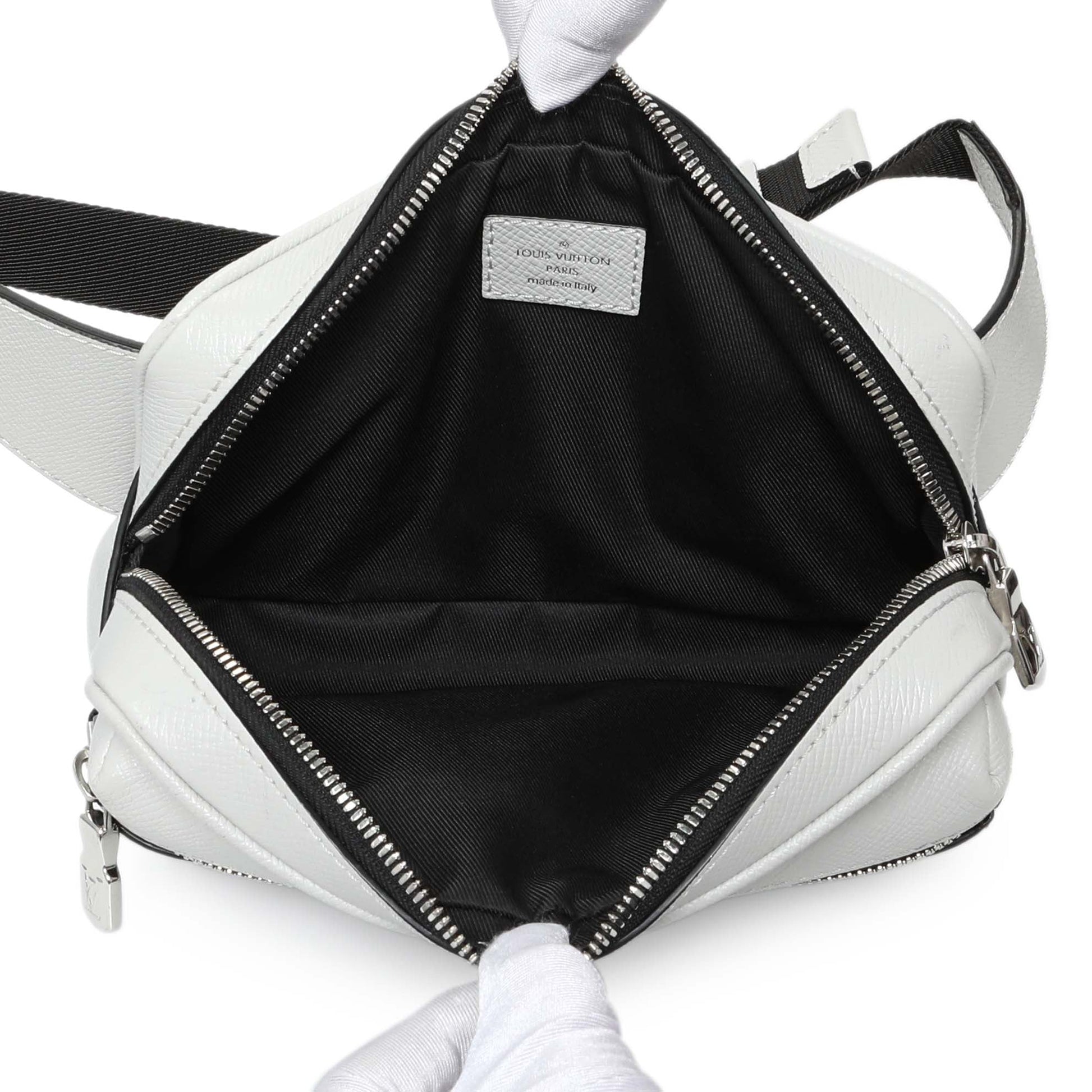 Exclusive Louis Vuitton White Monogram Taiga Outdoor Bumbag — Top View