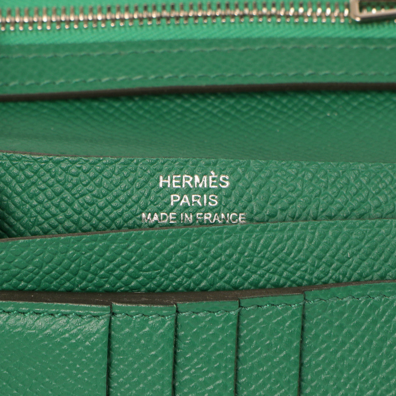 Exclusive Hermes Vert Vertigo Epsom Bearn Compact Wallet — Detail View