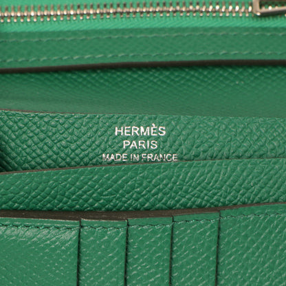 Exclusive Hermes Vert Vertigo Epsom Bearn Compact Wallet — Detail View