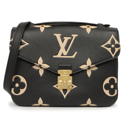 Exclusive Louis Vuitton Black Beige Empreinte Giant Monogram Pochette Metis — Front View