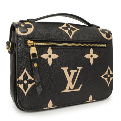 Exclusive Louis Vuitton Black Beige Empreinte Giant Monogram Pochette Metis — Side View
