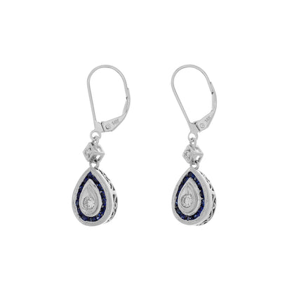 Exclusive 14K White Gold 0.84 Carat Sapphire Diamond Earrings — Front View