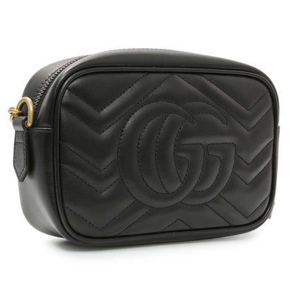 Exclusive Gucci Black Calfskin Matelasse Mini GG Marmont Chain Shoulder Bag — Side View