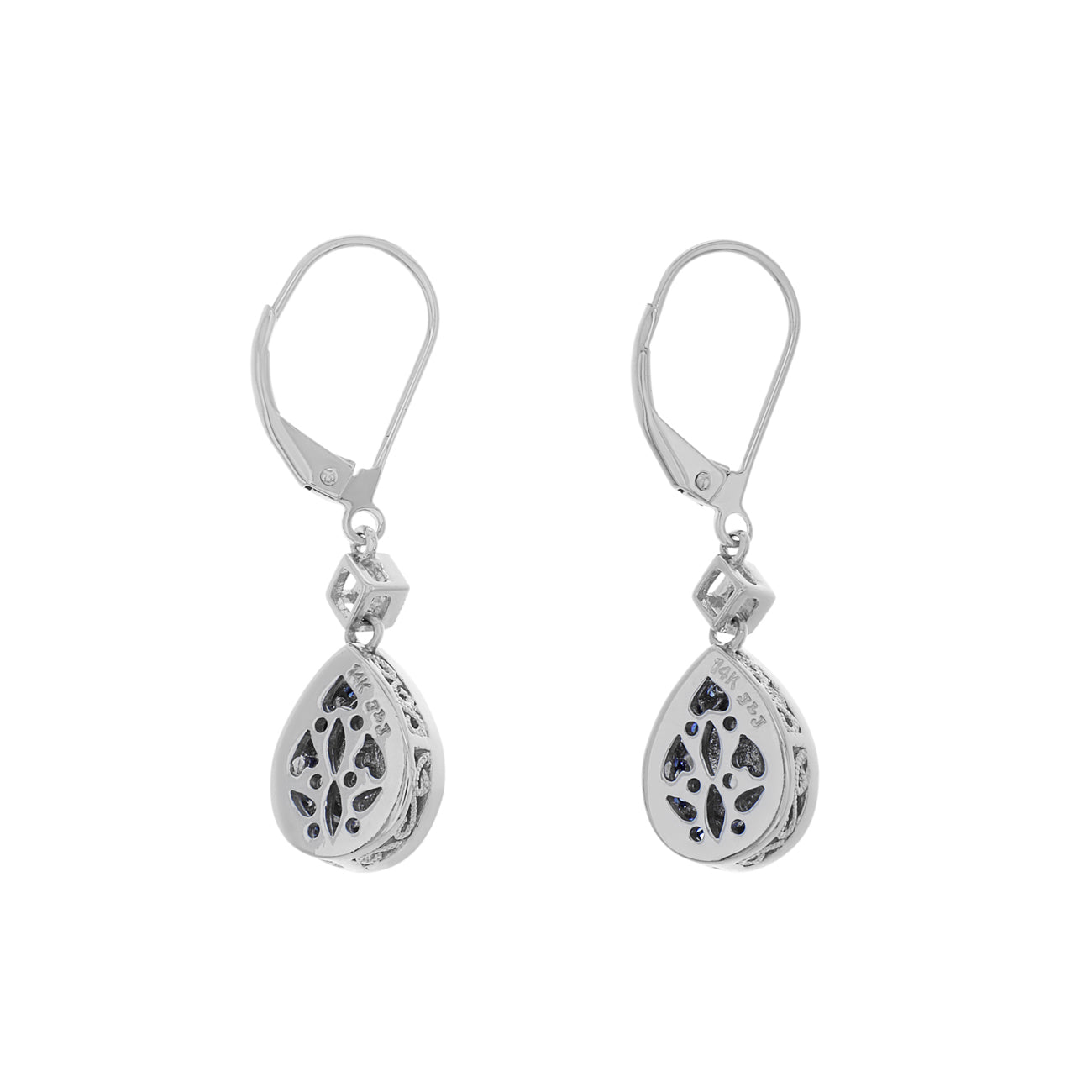 Exclusive 14K White Gold 0.84 Carat Sapphire Diamond Earrings — Side View
