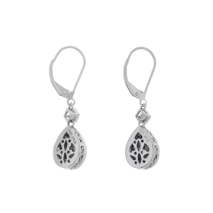 Exclusive 14K White Gold 0.84 Carat Sapphire Diamond Earrings — Side View