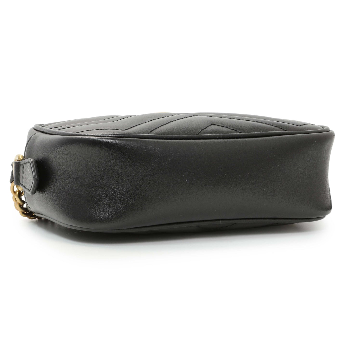 Exclusive Gucci Black Calfskin Matelasse Mini GG Marmont Chain Shoulder Bag — Back View