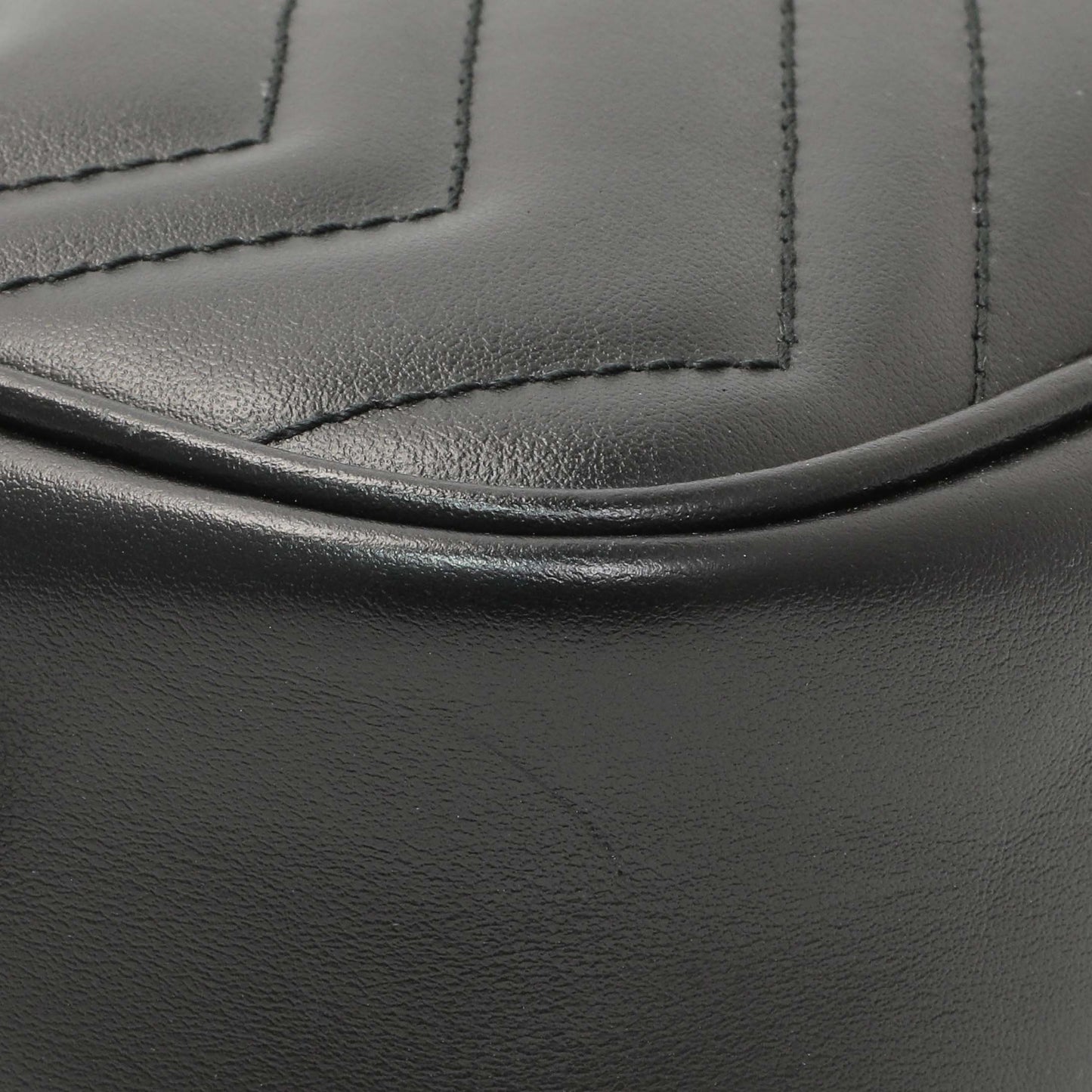 Exclusive Gucci Black Calfskin Matelasse Mini GG Marmont Chain Shoulder Bag — Top View