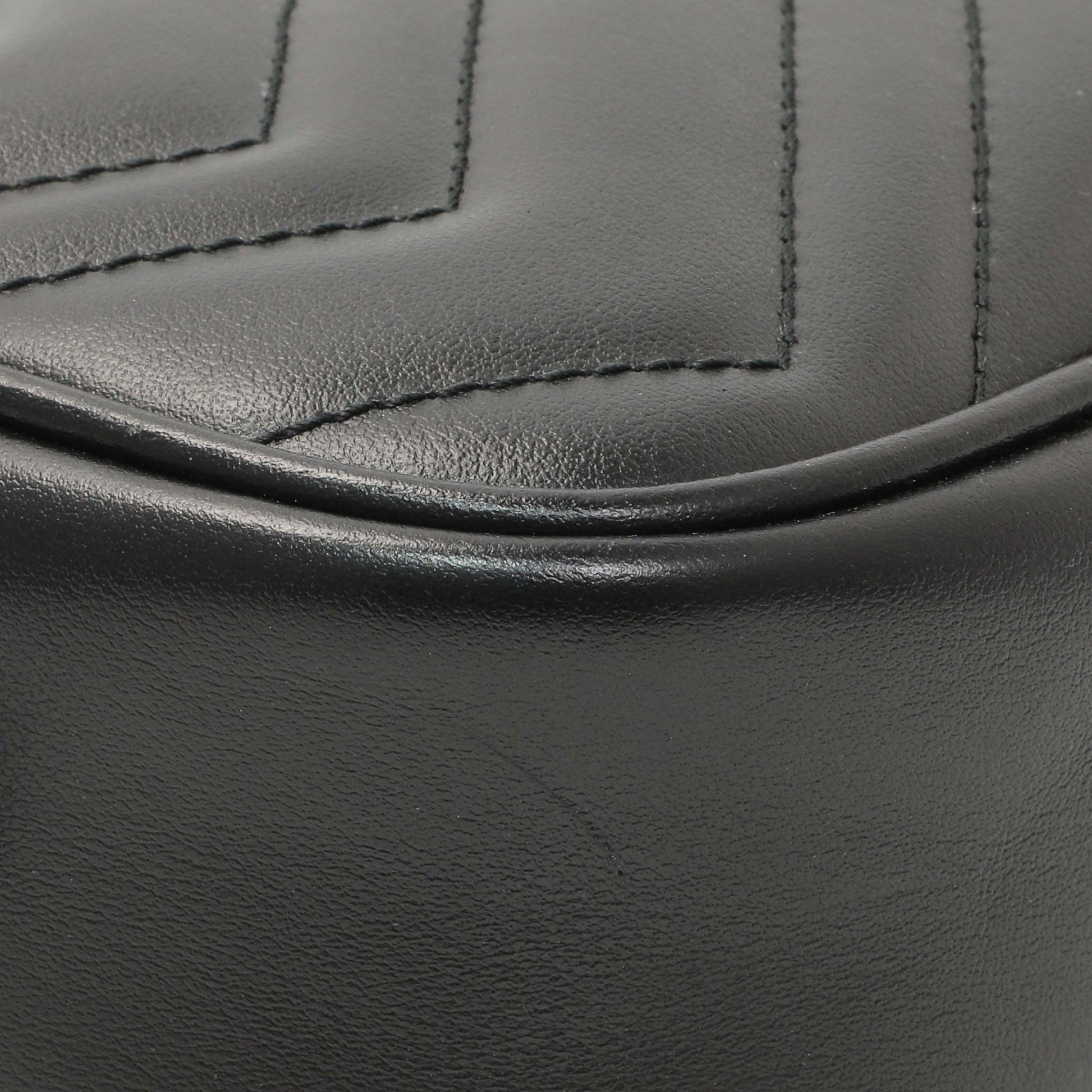 Exclusive Gucci Black Calfskin Matelasse Mini GG Marmont Chain Shoulder Bag — Top View