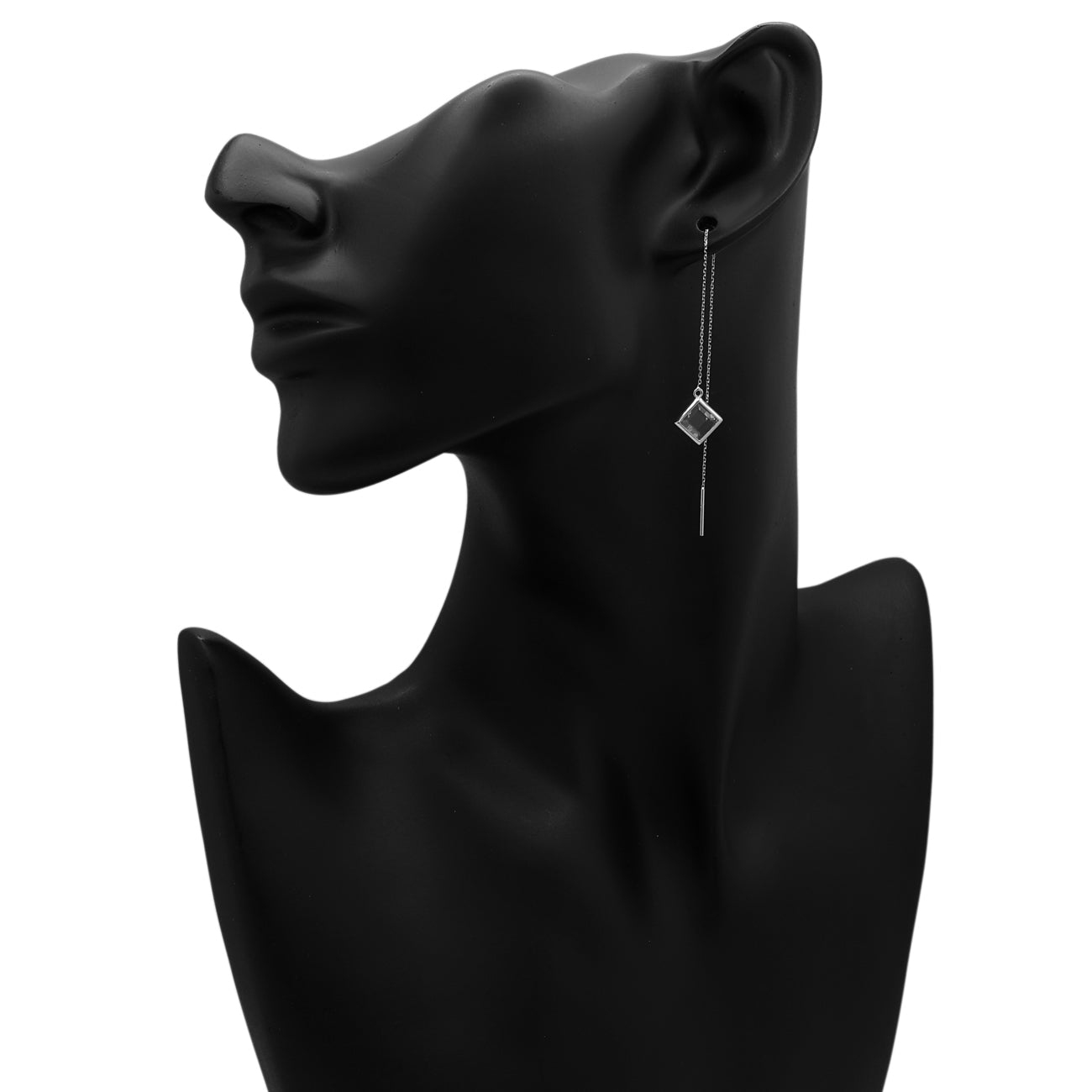 Exclusive 18K White Gold Drop Earrings — Side View