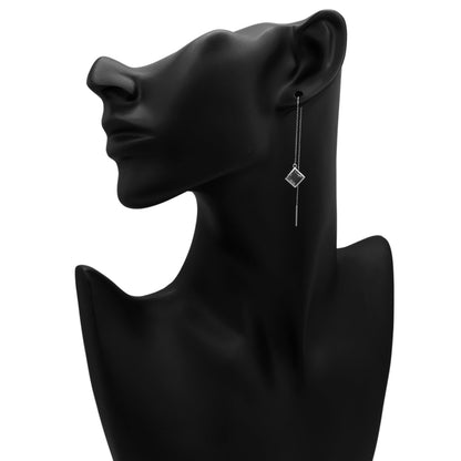 Exclusive 18K White Gold Drop Earrings — Side View