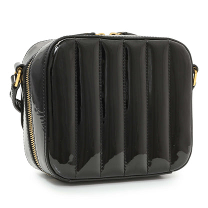 Exclusive Saint Laurent Black Patent Matelasse Monogram Mini Vicky Camera Bag — Side View