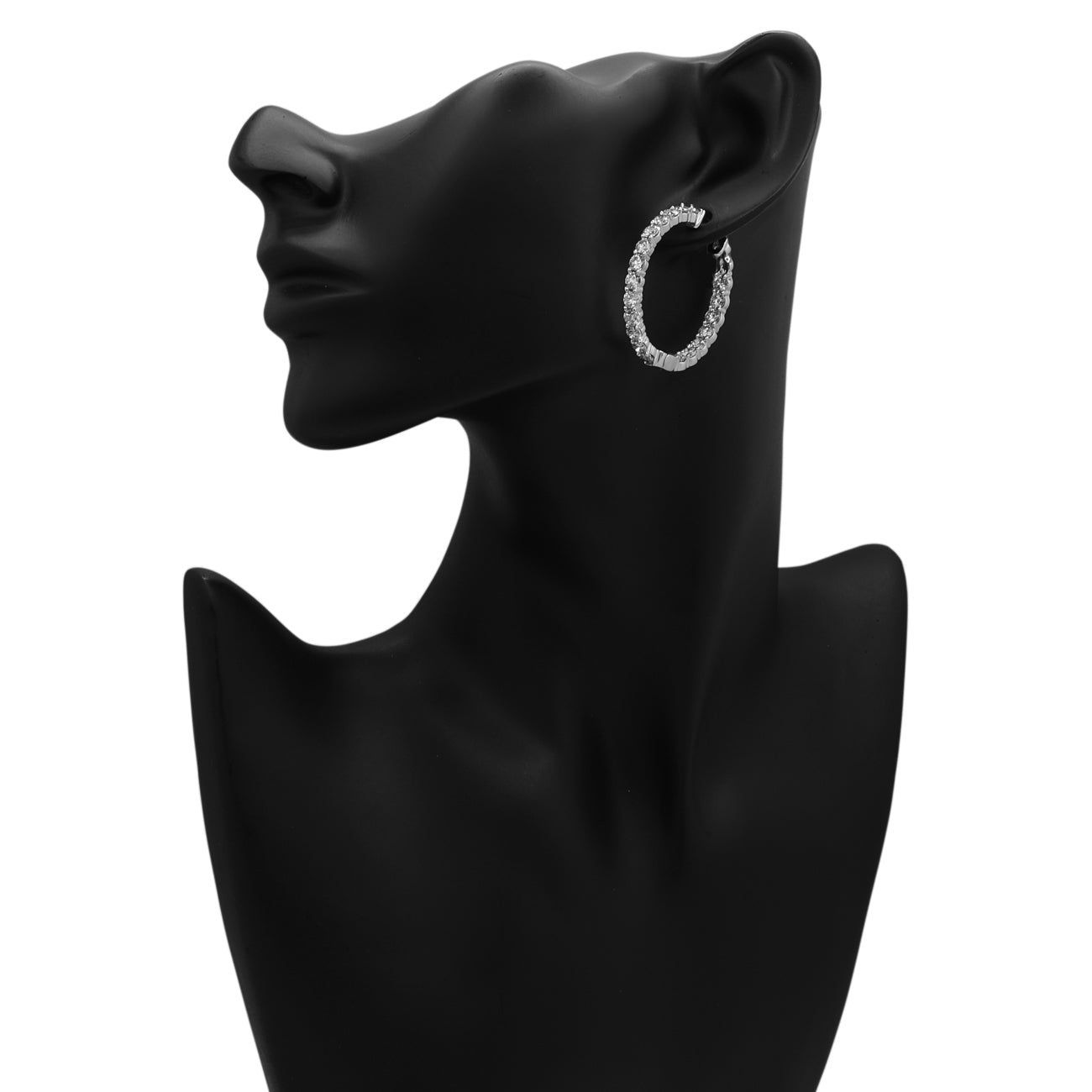 Exclusive 14K White Gold 8.00 Carat Diamond Hoop Earrings — Back View