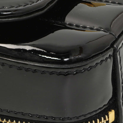 Exclusive Saint Laurent Black Patent Matelasse Monogram Mini Vicky Camera Bag — Top View