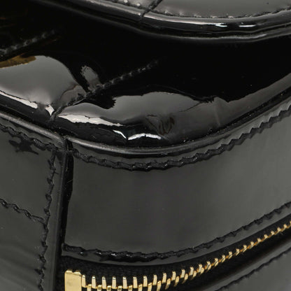 Exclusive Saint Laurent Black Patent Matelasse Monogram Mini Vicky Camera Bag — Detail View