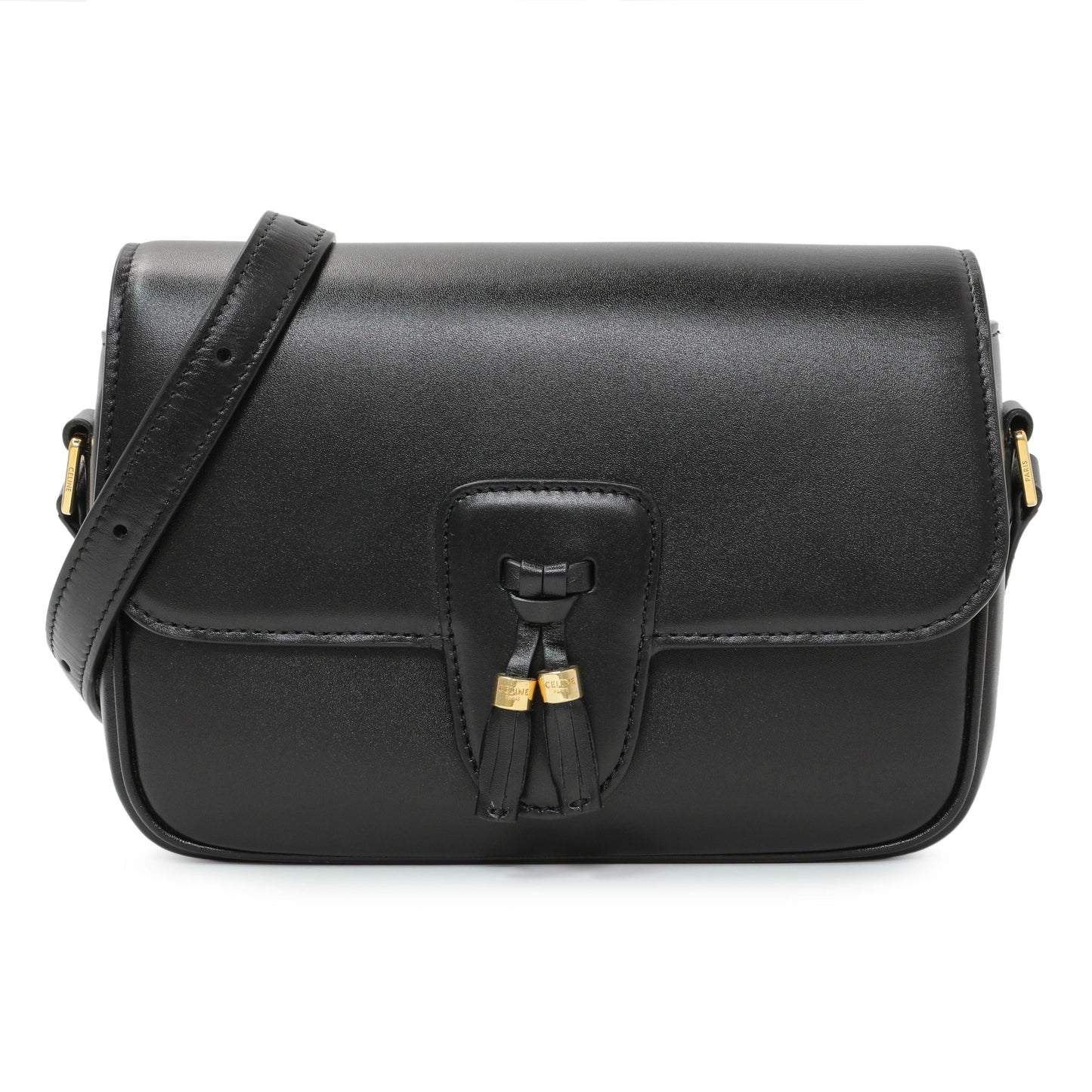 Exclusive Celine Black Calfskin Medium Tassel Bag — Front View