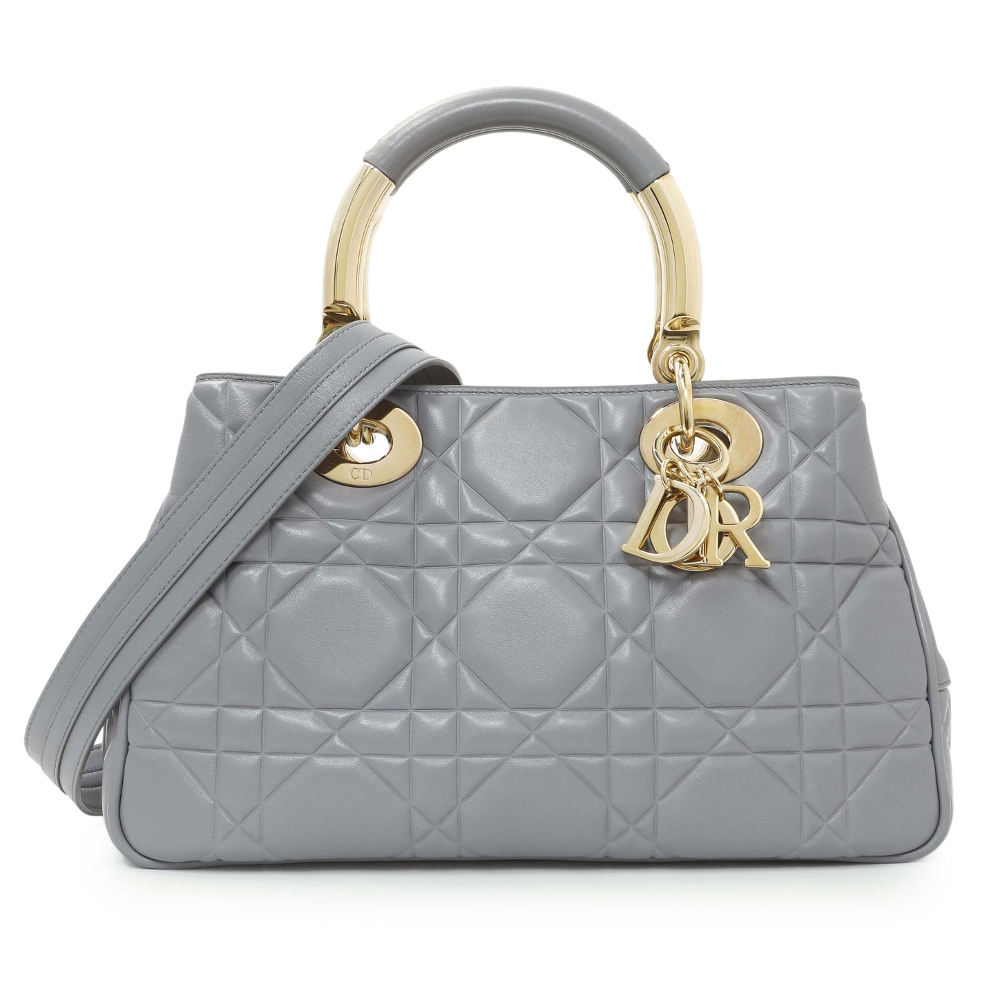 Exclusive Christian Dior Grey Calfskin Cannage Medium The Lady 95.22 — Front View