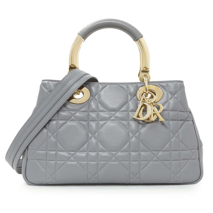 Exclusive Christian Dior Grey Calfskin Cannage Medium The Lady 95.22 — Front View