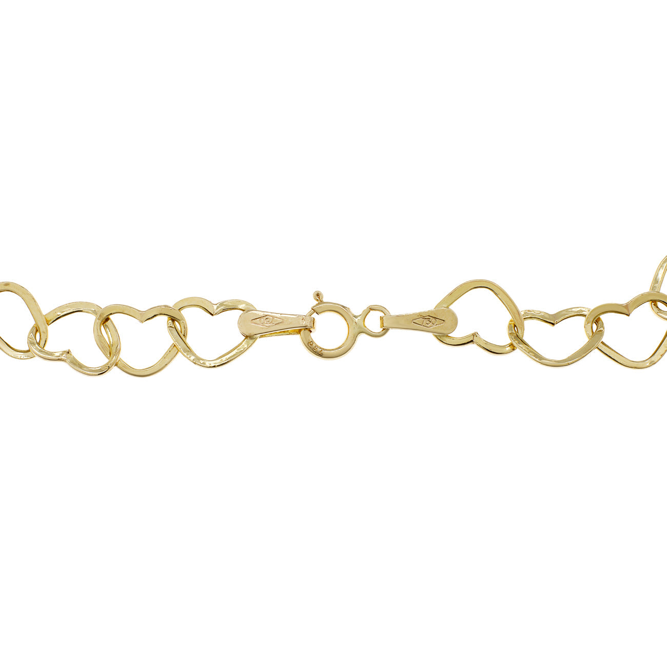 Exclusive 18K Yellow Gold Heart Link Bracelet — Side View