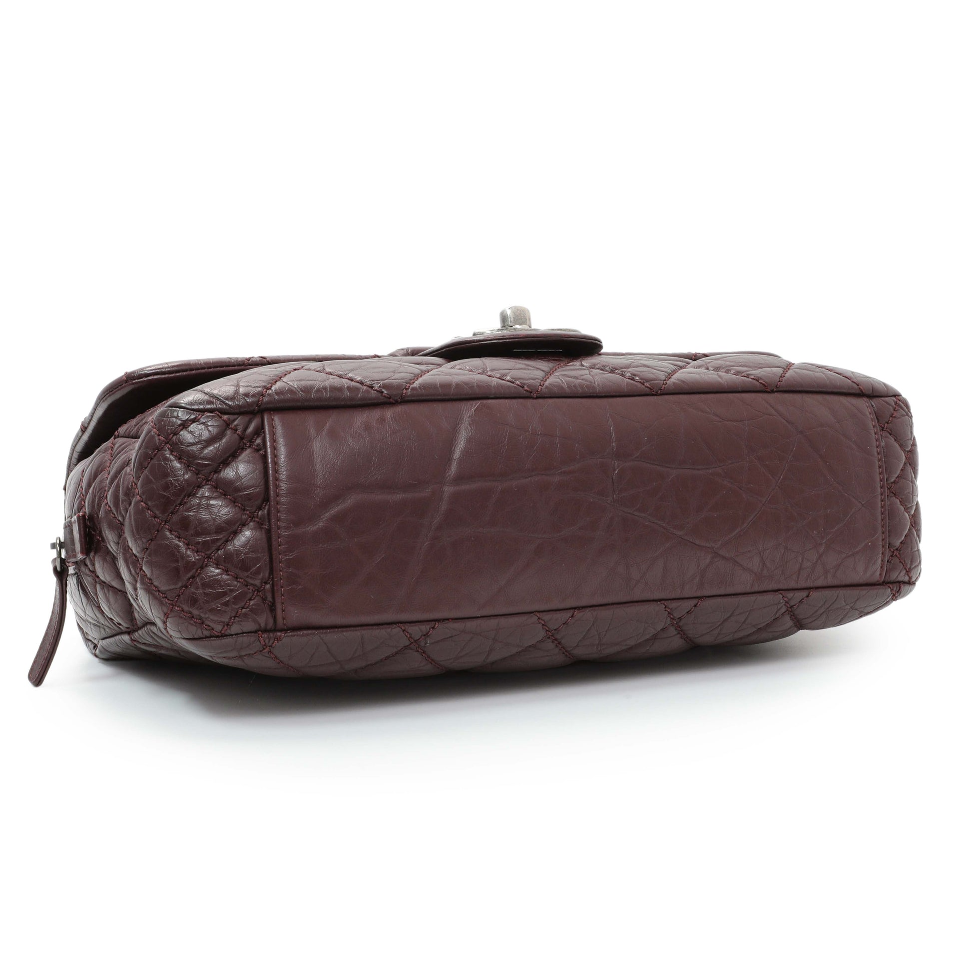 Exclusive Chanel Burgundy Aged Calfskin Portobello Flap — Back View