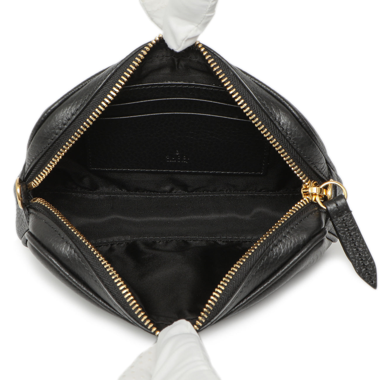 Exclusive Gucci Black Calfskin Super Mini Marmont Crossbody — Detail View