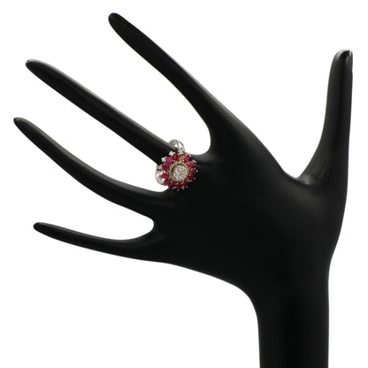 Exclusive 18K White Gold 2.52 Carat Ruby Diamond Blossom Ring — 5.75 — Top View