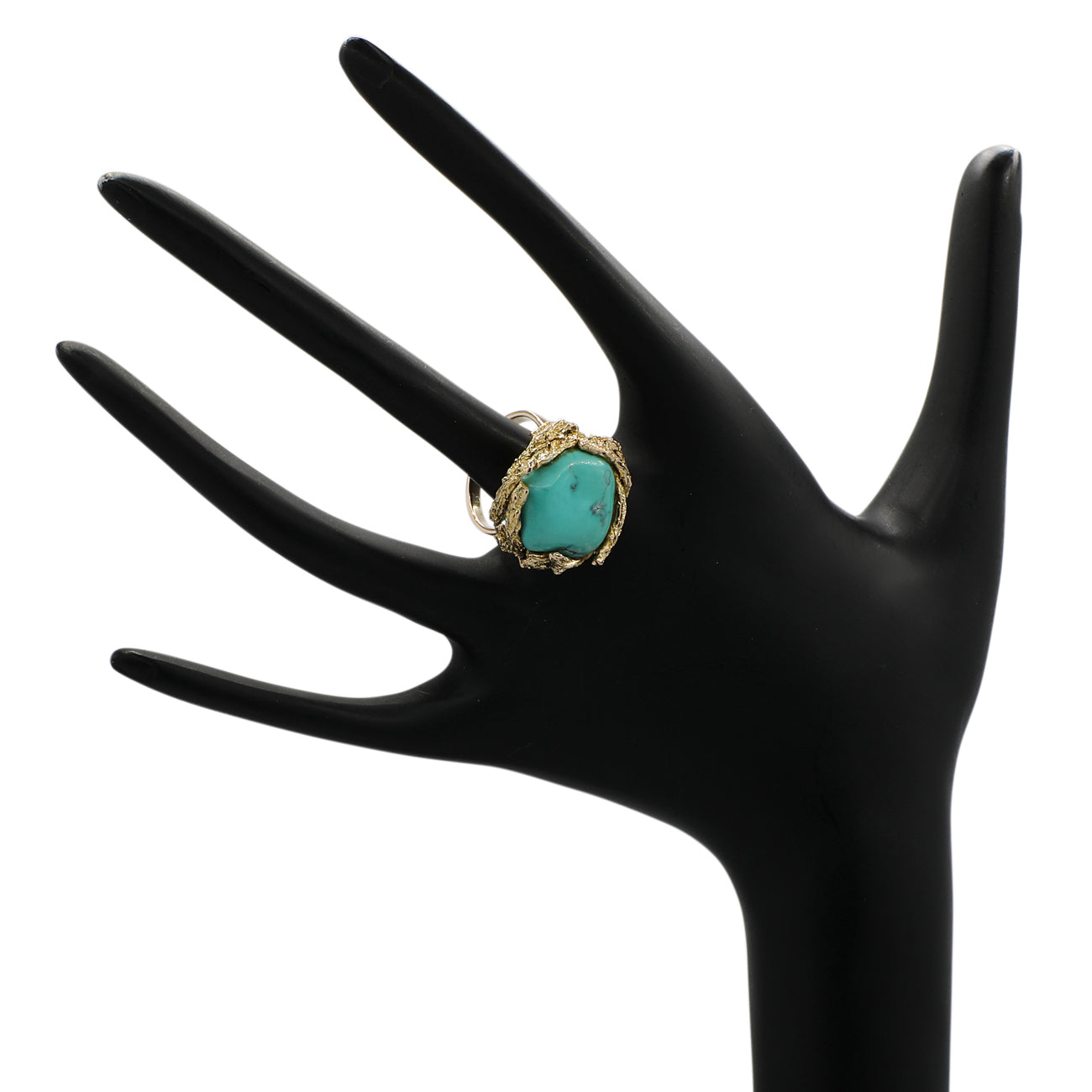 Exclusive 14K Yellow Gold Turquoise Ring — 5 — Top View