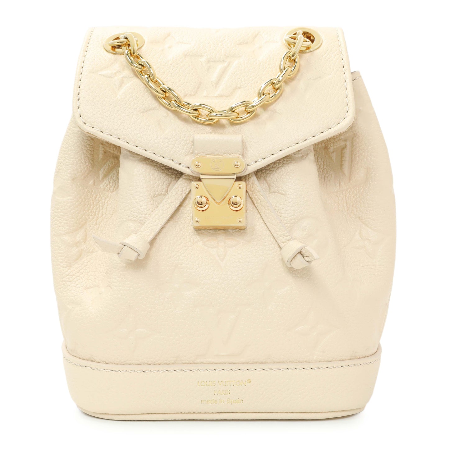 Exclusive Louis Vuitton Cream Empreinte Nano Noe Backpack — Front View